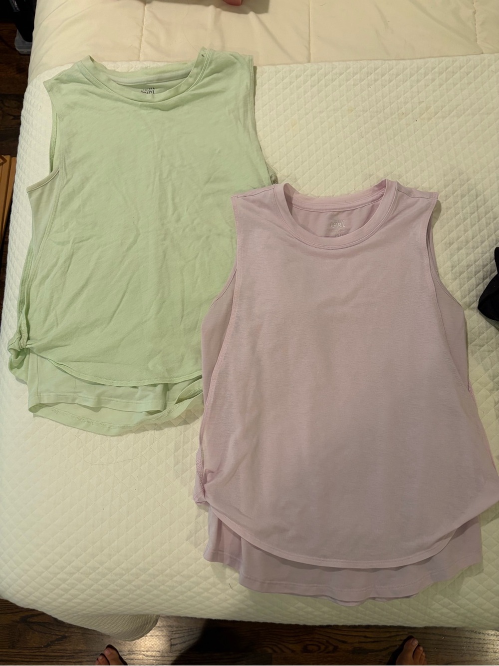 Athleta Girl Pale Pink & Light Green Layered Tank Tops